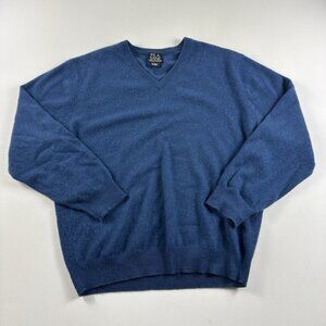 JOS A BANK Sweater Mens Large Travelers Collection Cashmere V Neck Casual Blue
